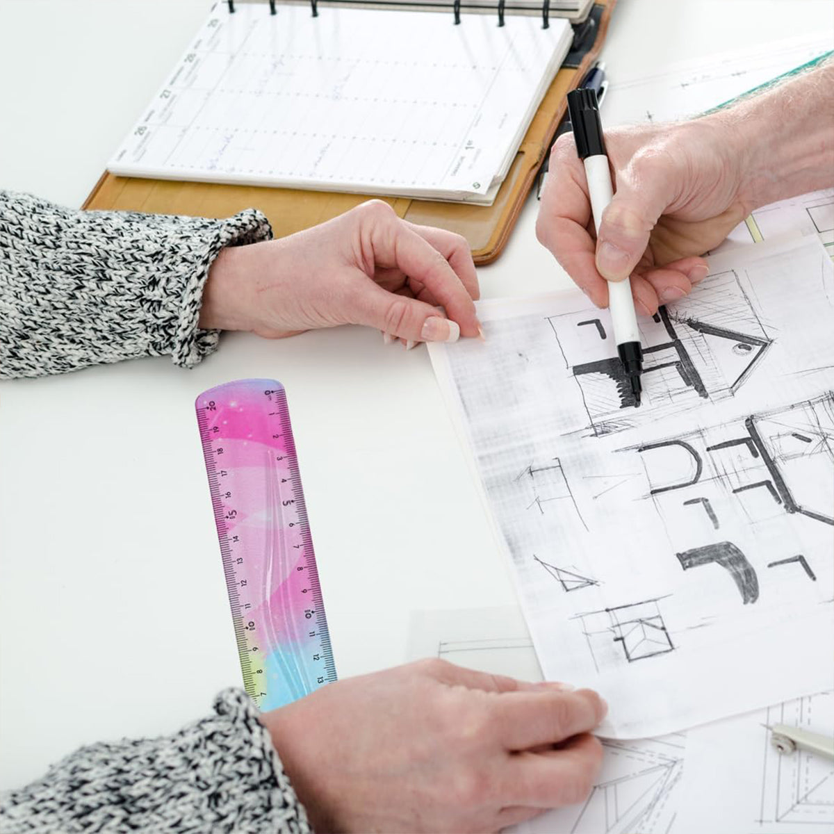 2PCS Colourful Bendable Soft Rulers 15cm Foldable Flexible Set