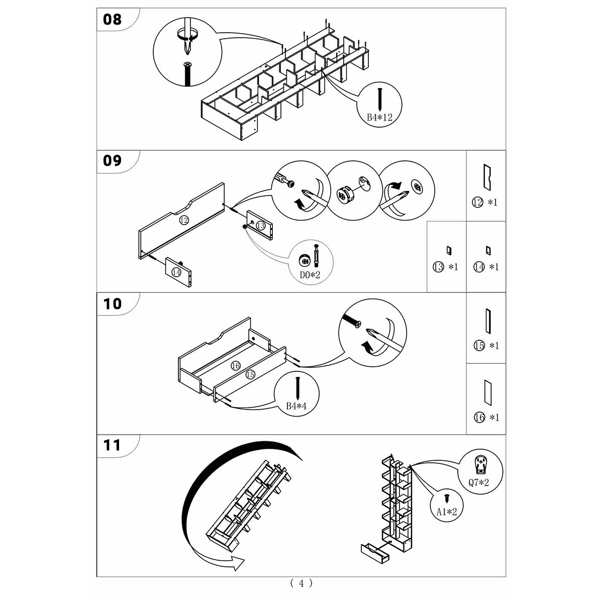 18-Tier Bookcase Shelf with Drawer Space Saving