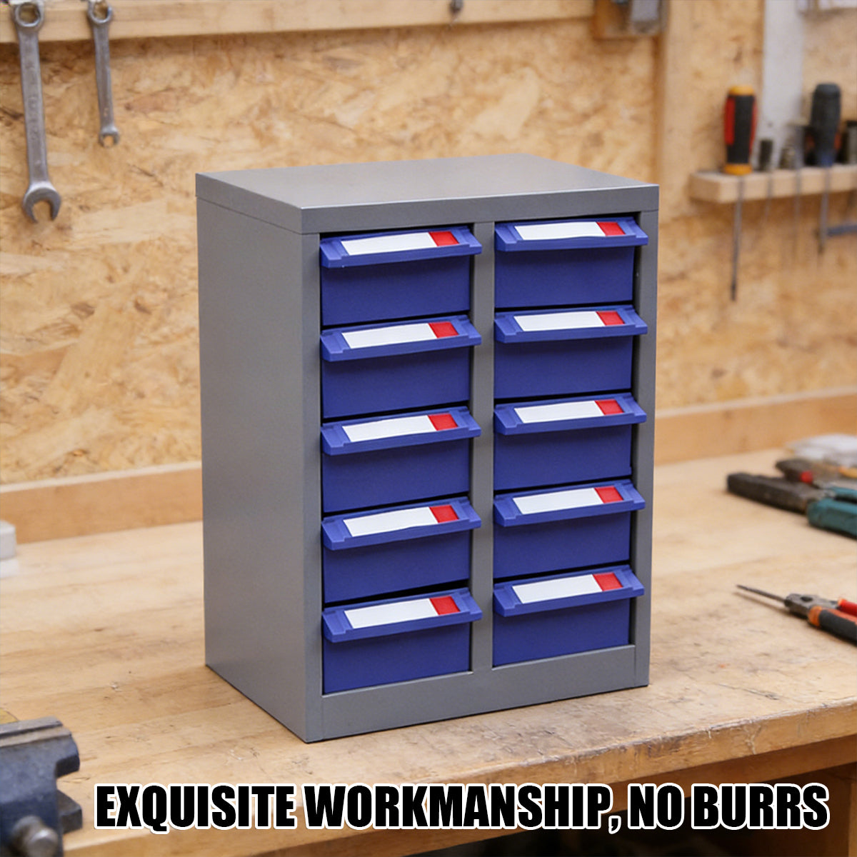 10-Drawer Parts Cabinet for Workshop and Garage
