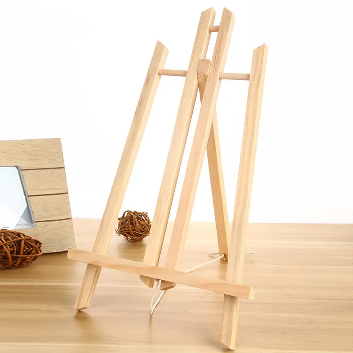 4 Pcs Mini Pine Wood Desktop Tripod Easel with Rope Support