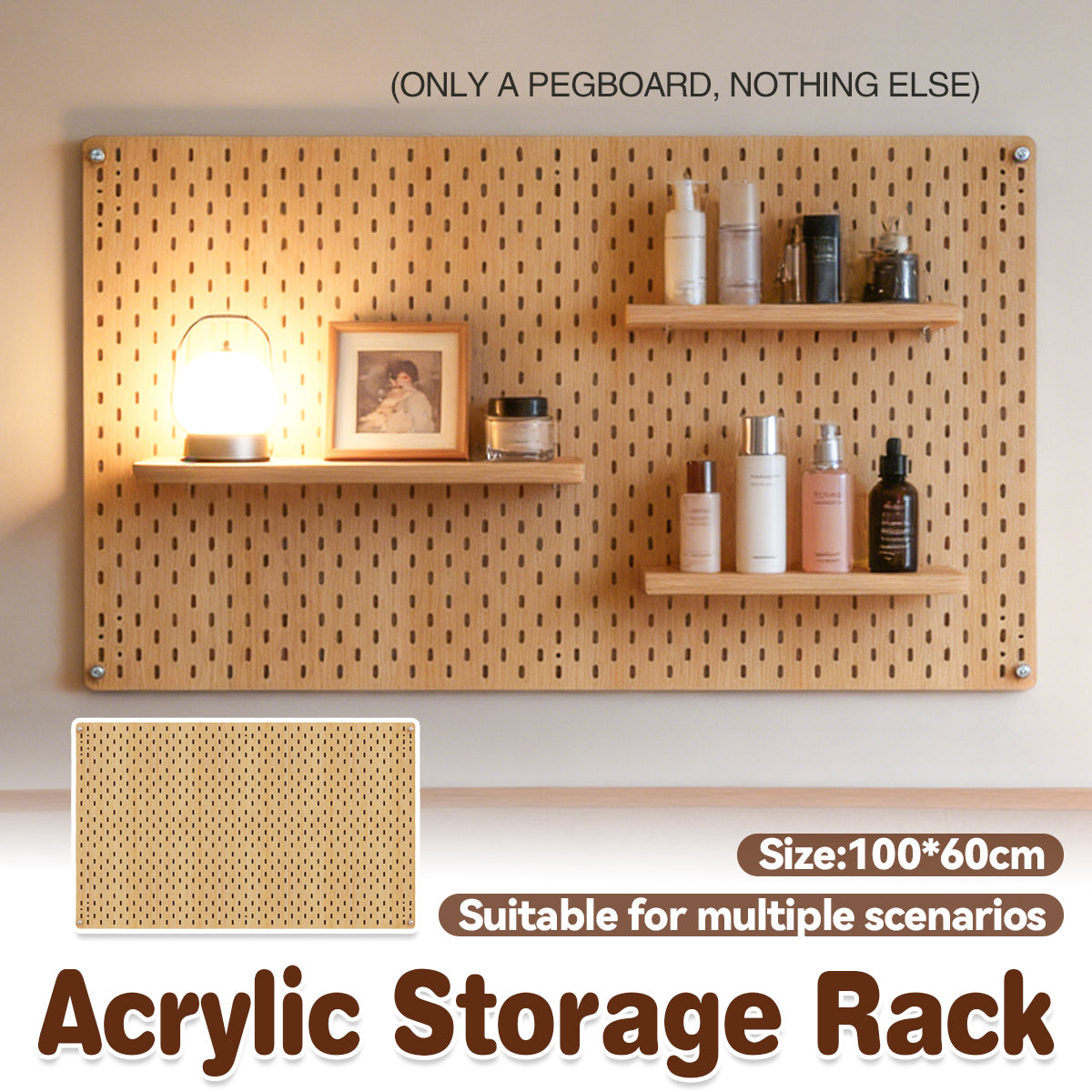 Acrylic Pegboard Wall Organiser 100x60cm