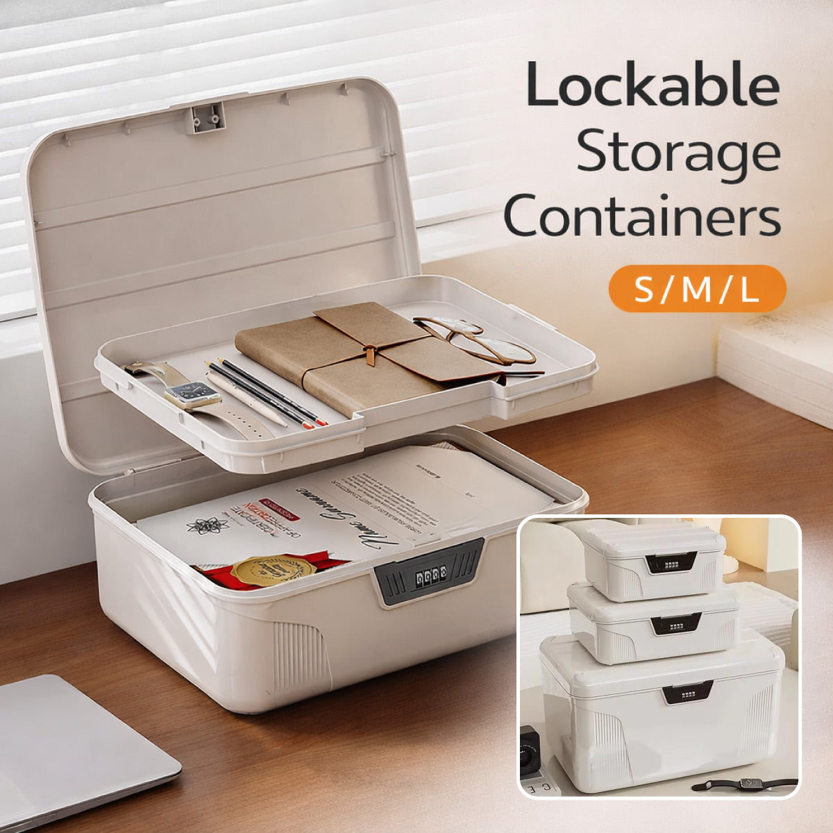 Large Capacity Lockable Storage Box for Valuables