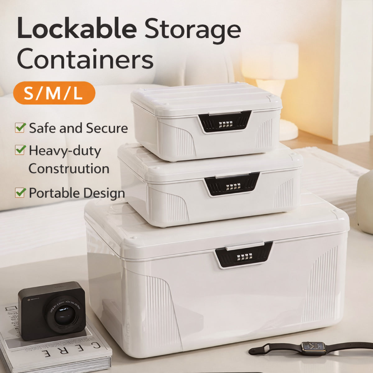 Large Capacity Lockable Storage Box for Valuables