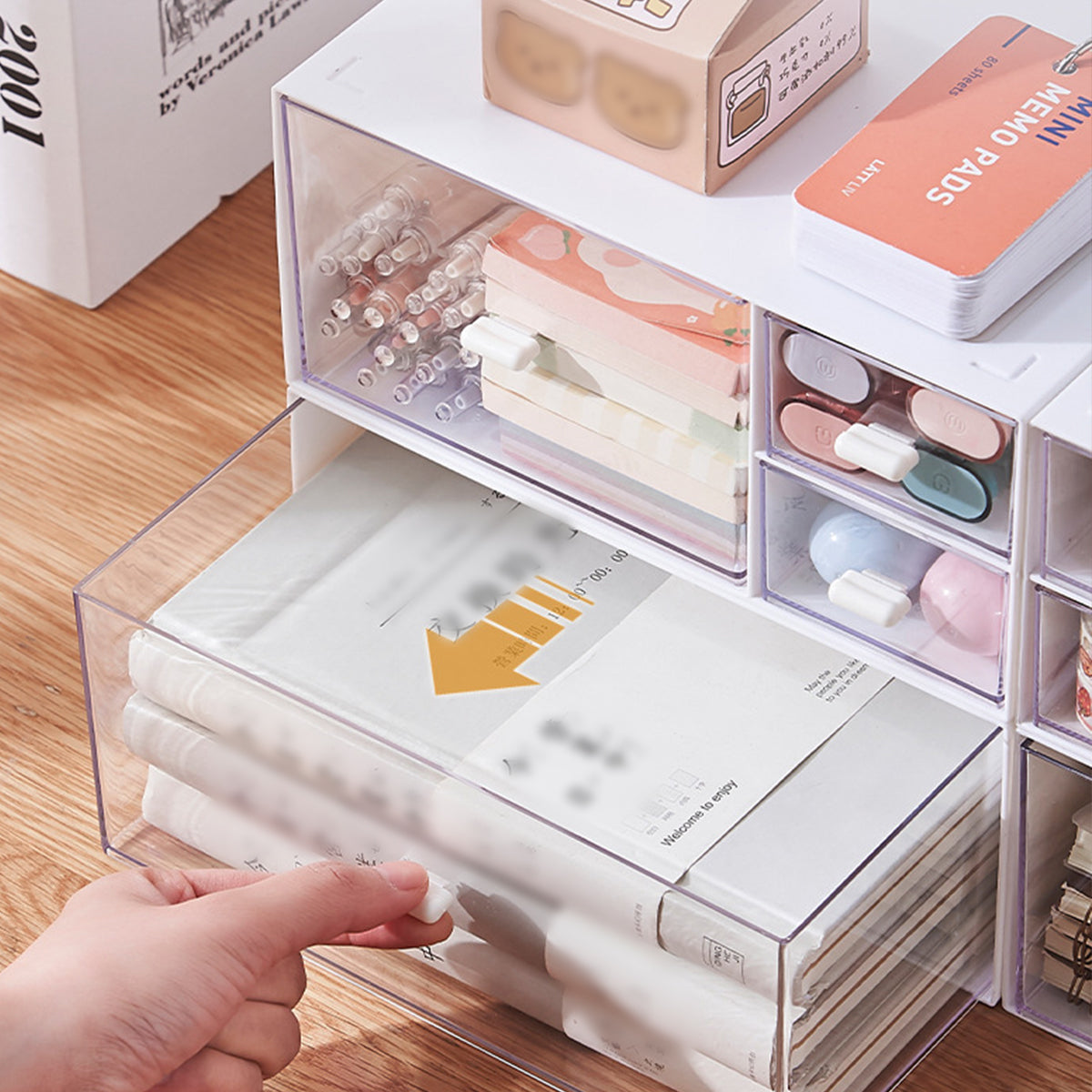 Clear Drawer Storage Box Desktop Organizer