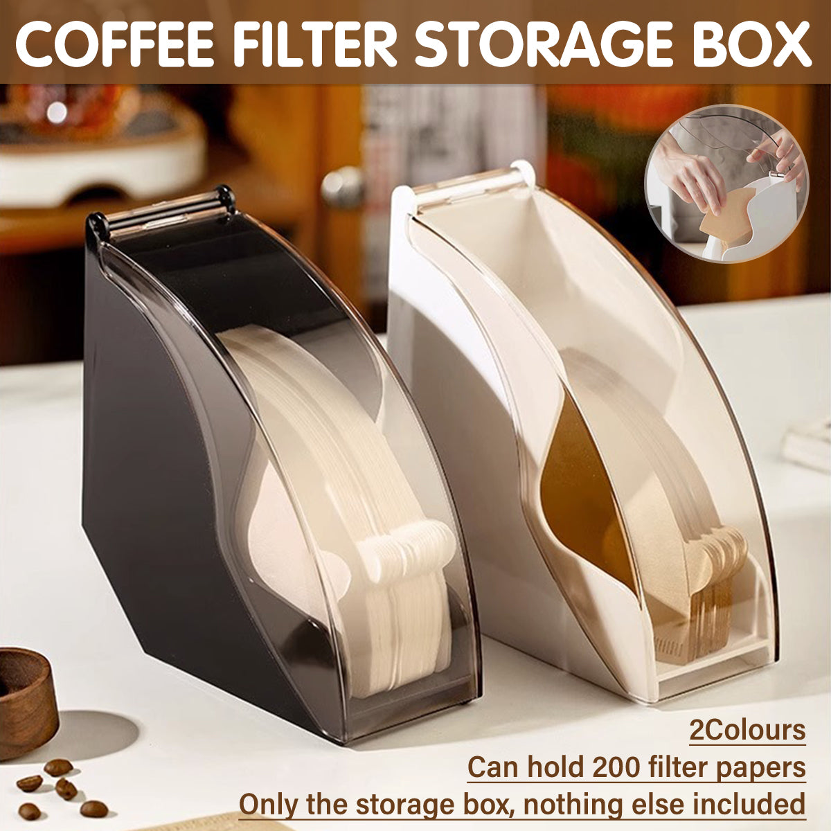 Fan Shaped Coffee Filter Storage Box Dustproof Acrylic
