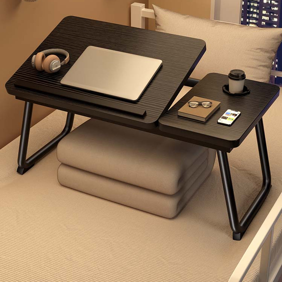 Bedside Table with Folding Tilting Desktop for Home Study