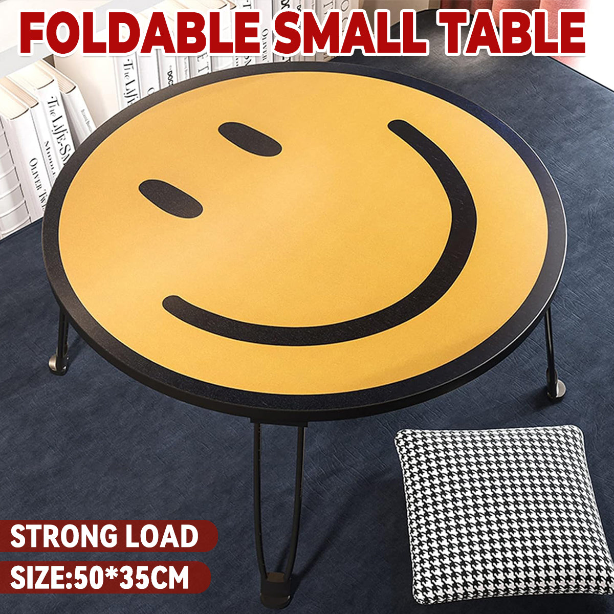 Foldable Small Table with Smiley Face Pattern for Children Use