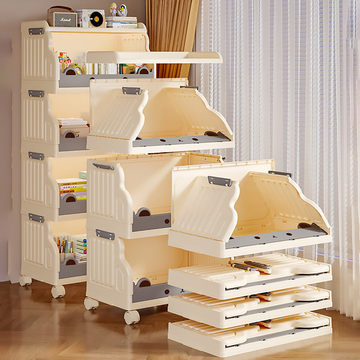 Multi-Tier Foldable Storage Rack Lockable Wheels
