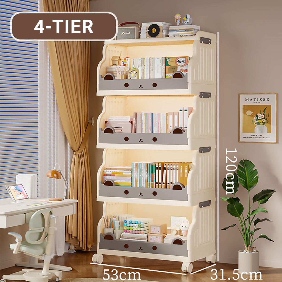 Multi-Tier Foldable Storage Rack Lockable Wheels