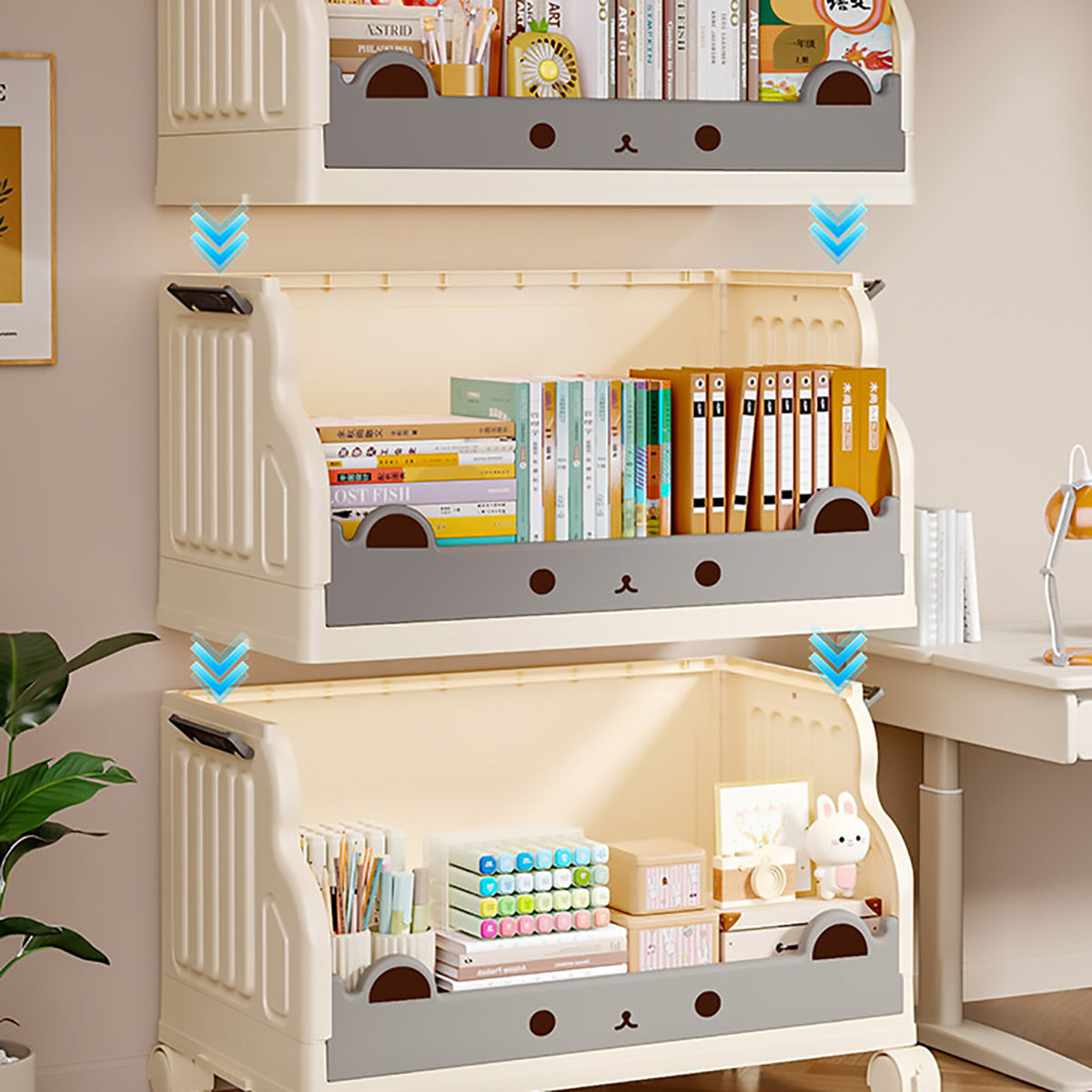 Multi-Tier Foldable Storage Rack Lockable Wheels