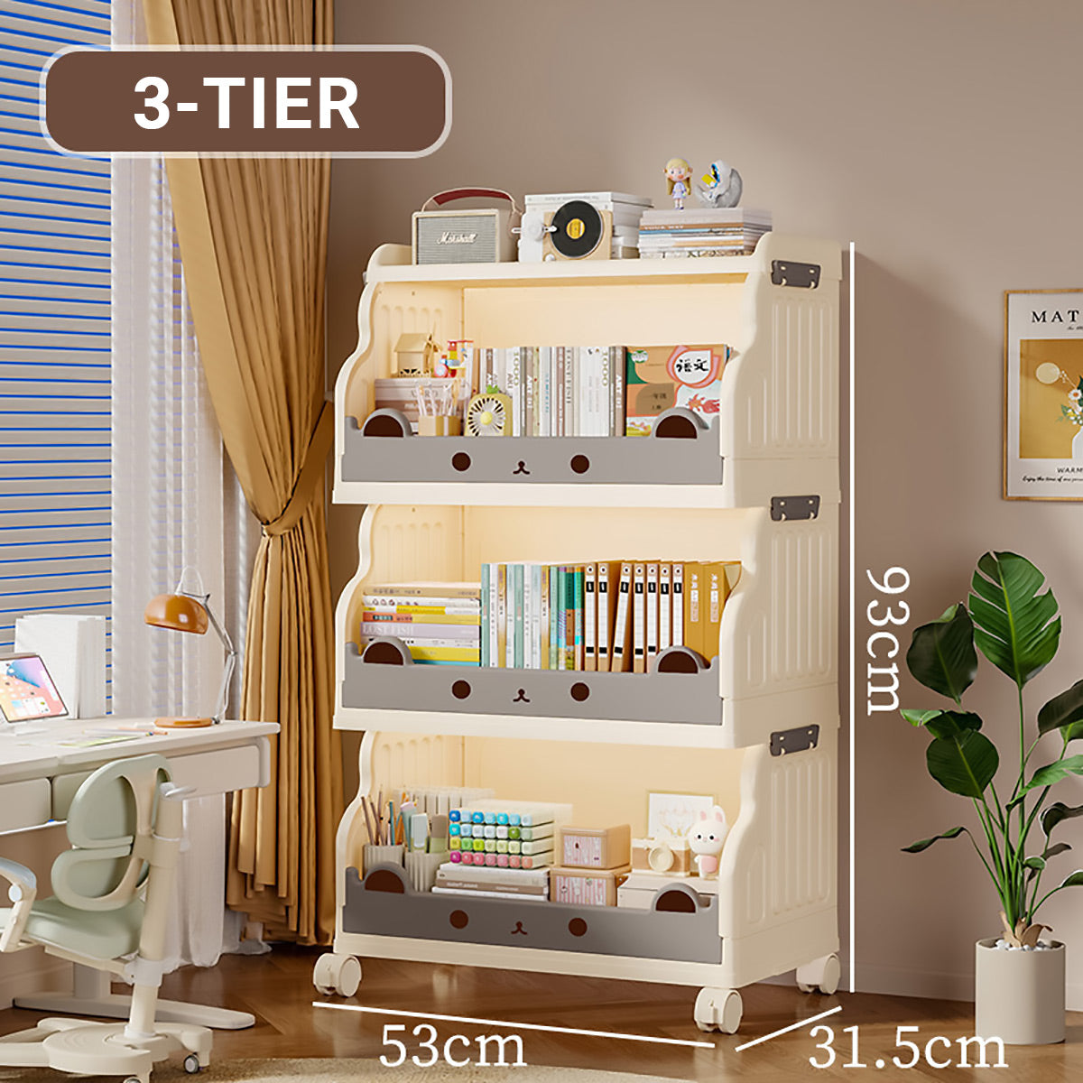 Multi-Tier Foldable Storage Rack Lockable Wheels