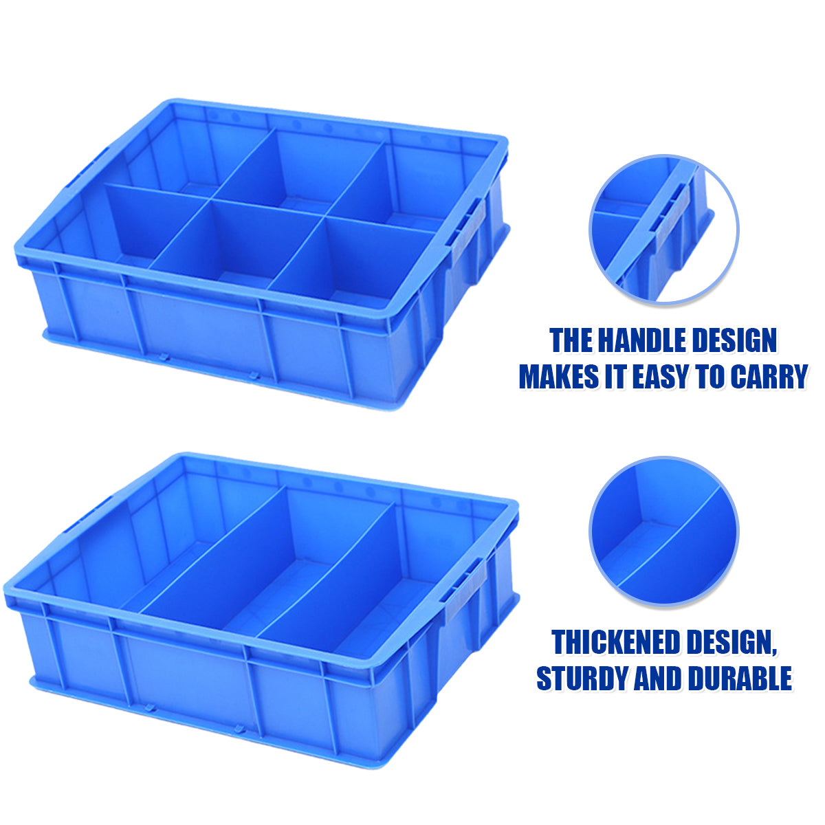 Plastic Storage Box with 3 or 6 Compartments