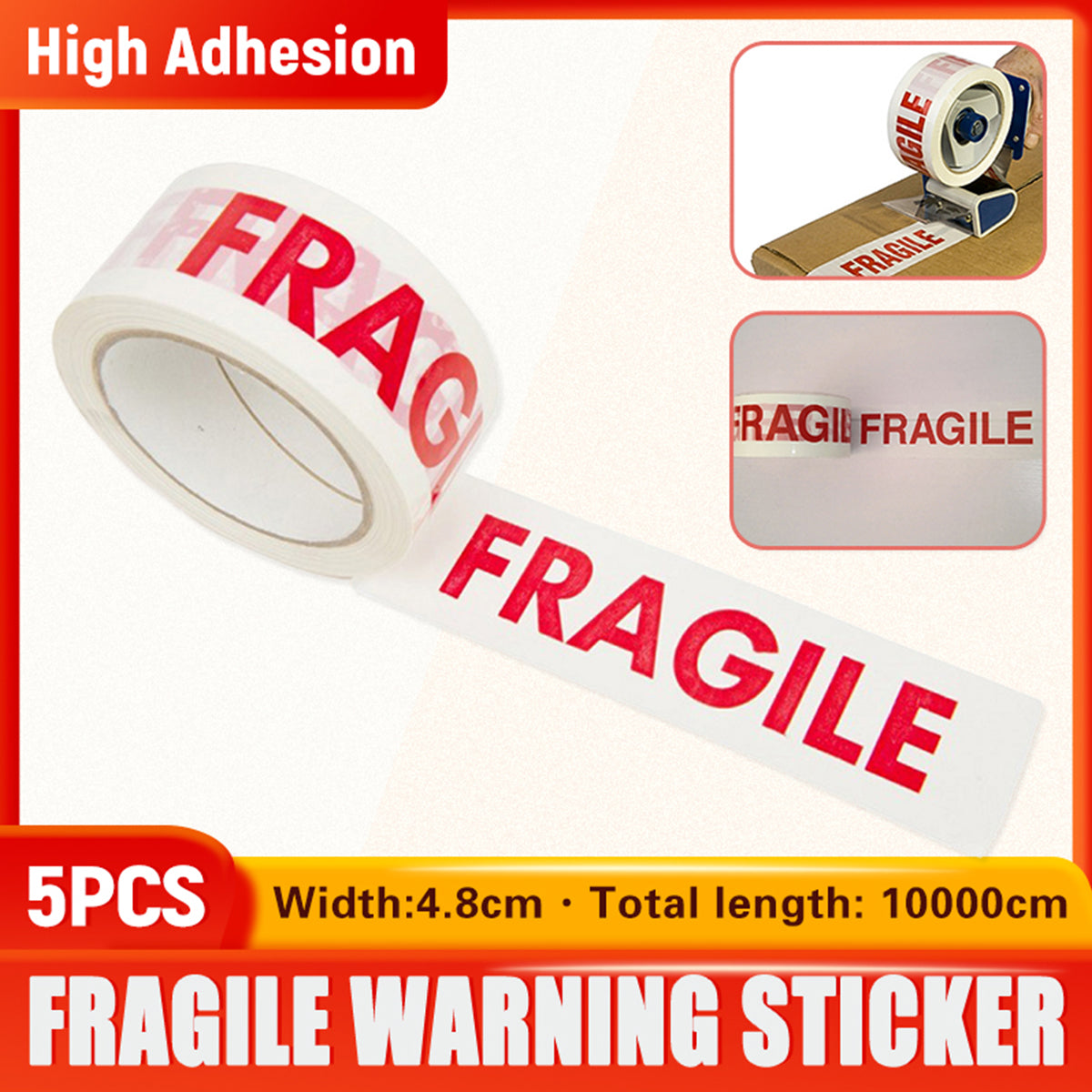 5 Rolls Fragile Stickers High Adhesion Shipping