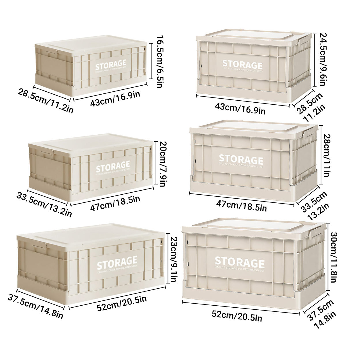 Foldable Beige Storage Box for Toys Books 3 Sizes