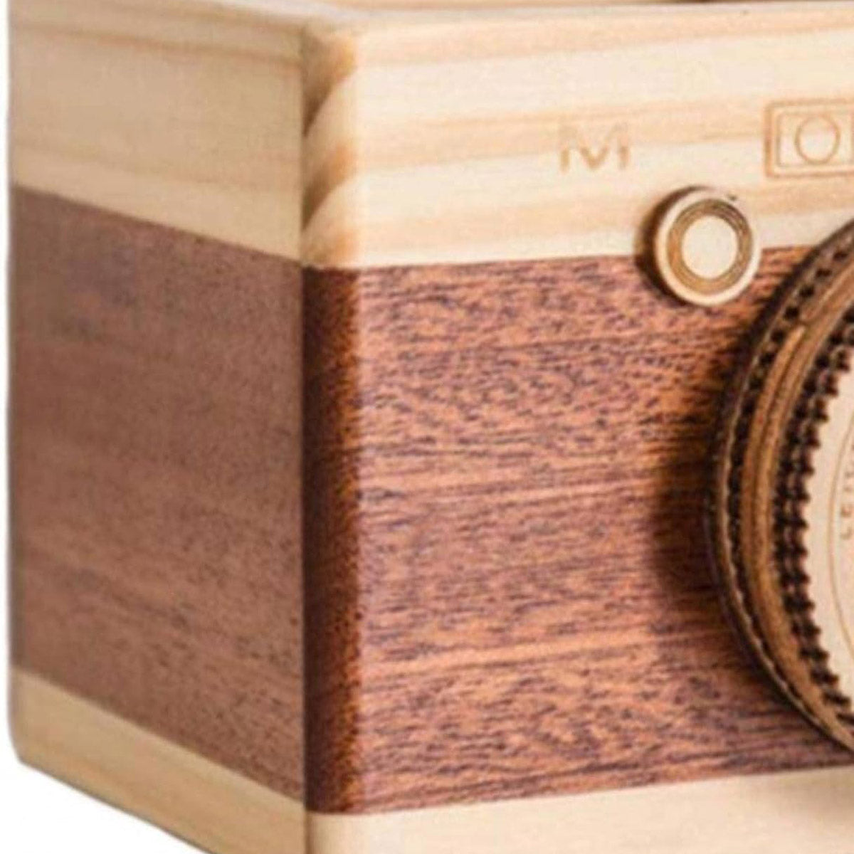 Wooden Camera Pen Holder Handmade Retro Desk Organiser