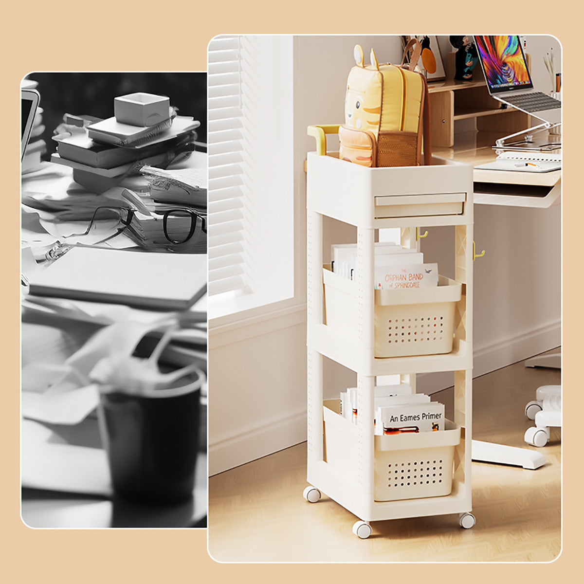 Multi Function Rolling Storage Cart 2-4 Tier