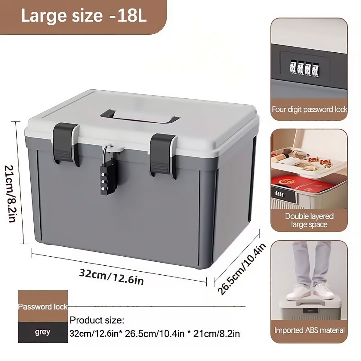 Password Lock Storage Box with Handle Valuables