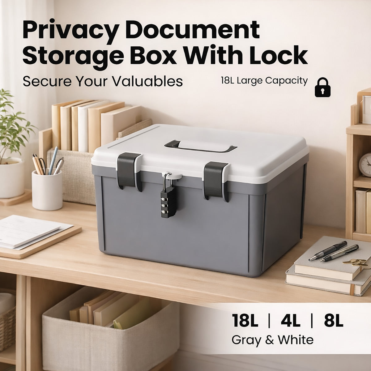 Password Lock Storage Box with Handle Valuables