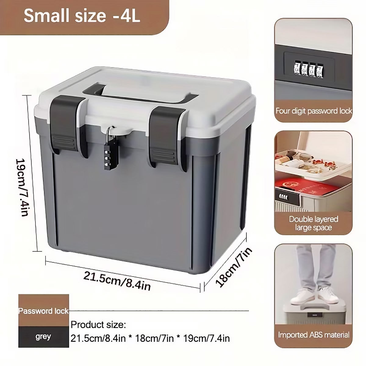 Password Lock Storage Box with Handle Valuables