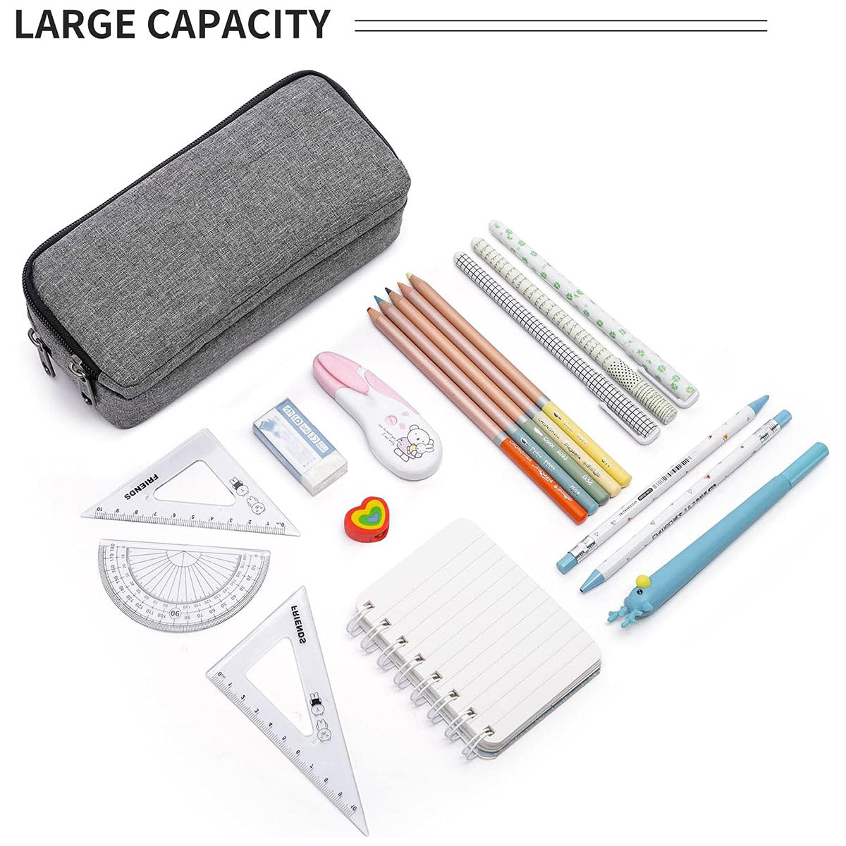 Large Capacity Pencil Case Double Layer Water-Resistant Oxford