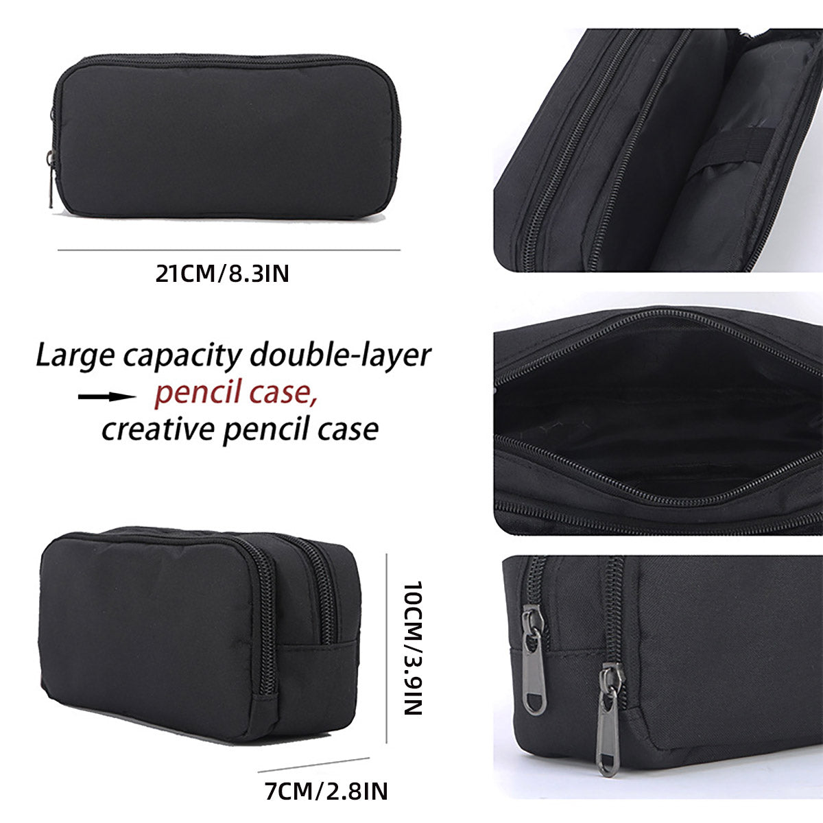 Large Capacity Pencil Case Double Layer Water-Resistant Oxford