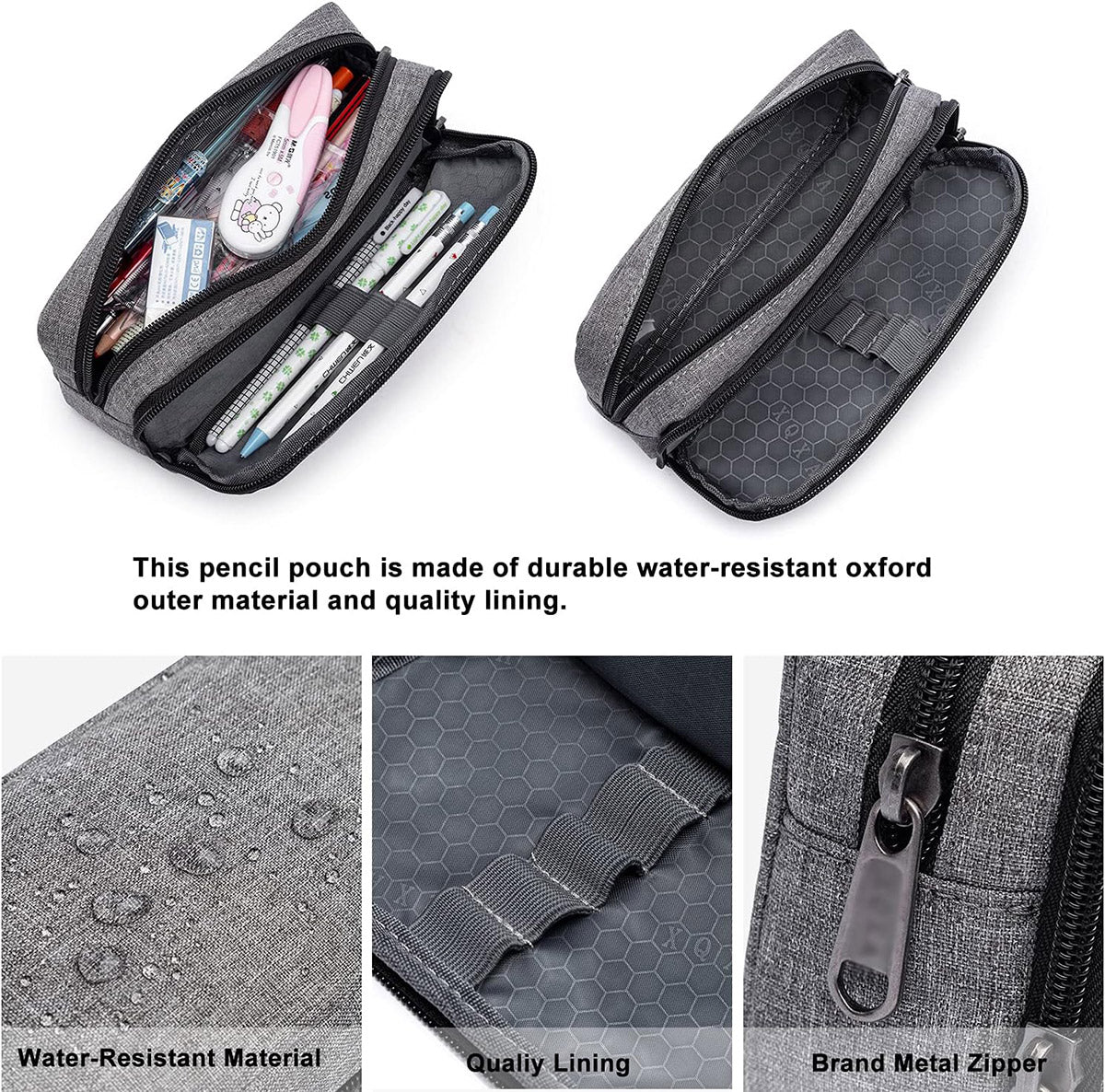 Large Capacity Pencil Case Double Layer Water-Resistant Oxford