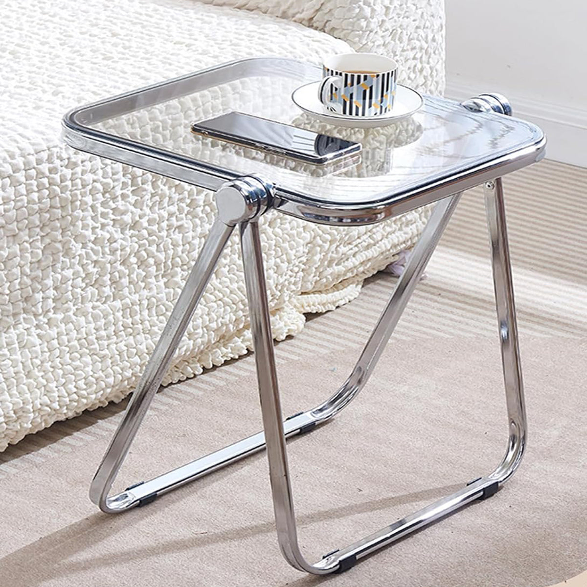 Foldable Transparent Coffee Table with PET Top