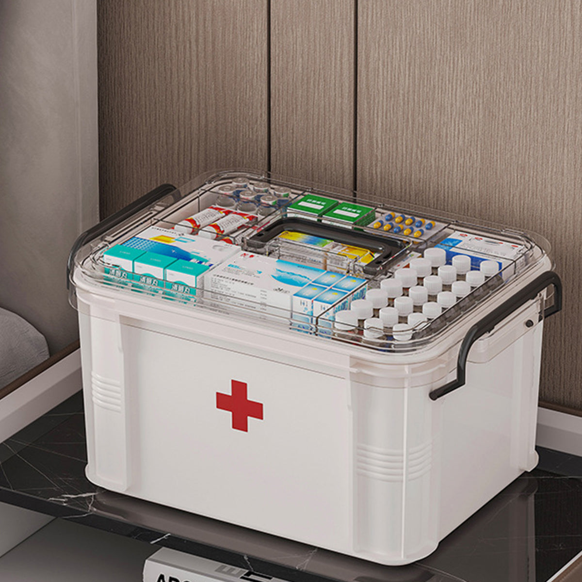 Transparent Medicine Cabinet with Dividers 2 Sizes