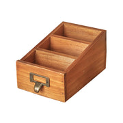 Solid Wood Desktop Organiser Multi-Compartment Retro Handle