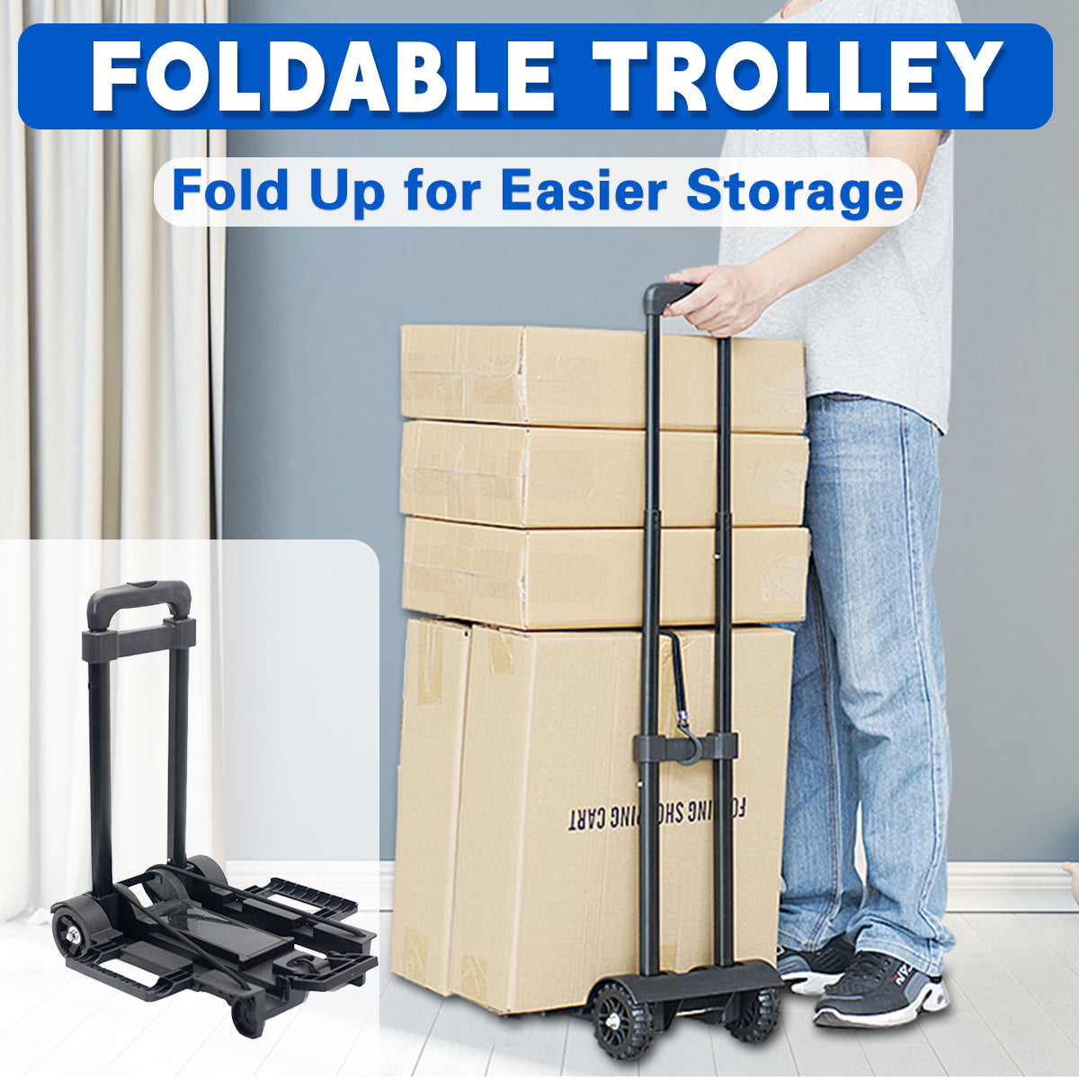 Foldable Shopping Trolley with Telescopic Handle