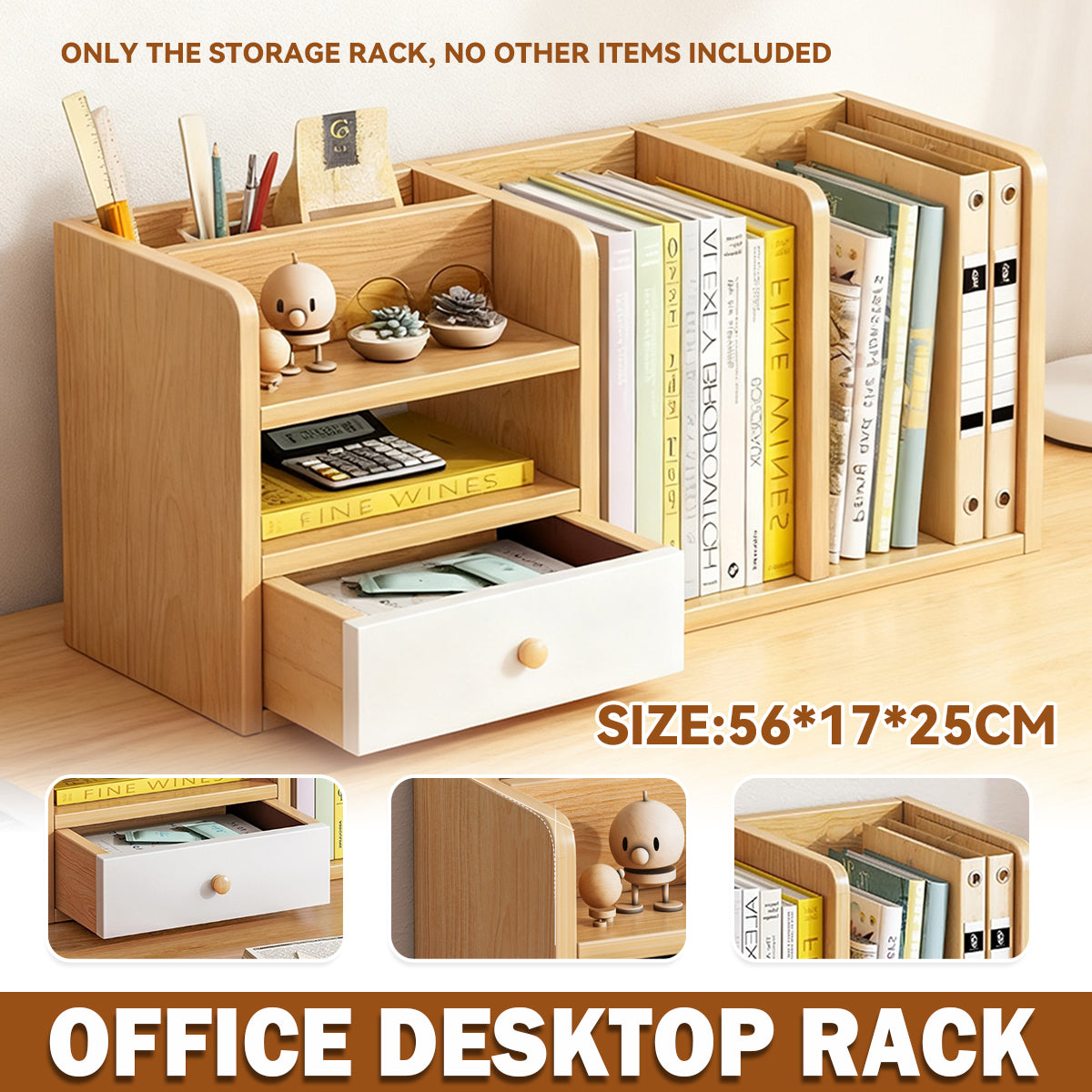 Office Desktop Rack Wooden Storage Organizer for Documents