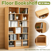 Multi-Layer Floor Bookcase with Grid Shelves