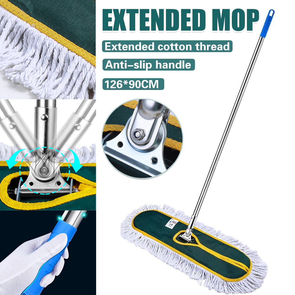 Extra Long Flat Mop with 180 Rotating Handle