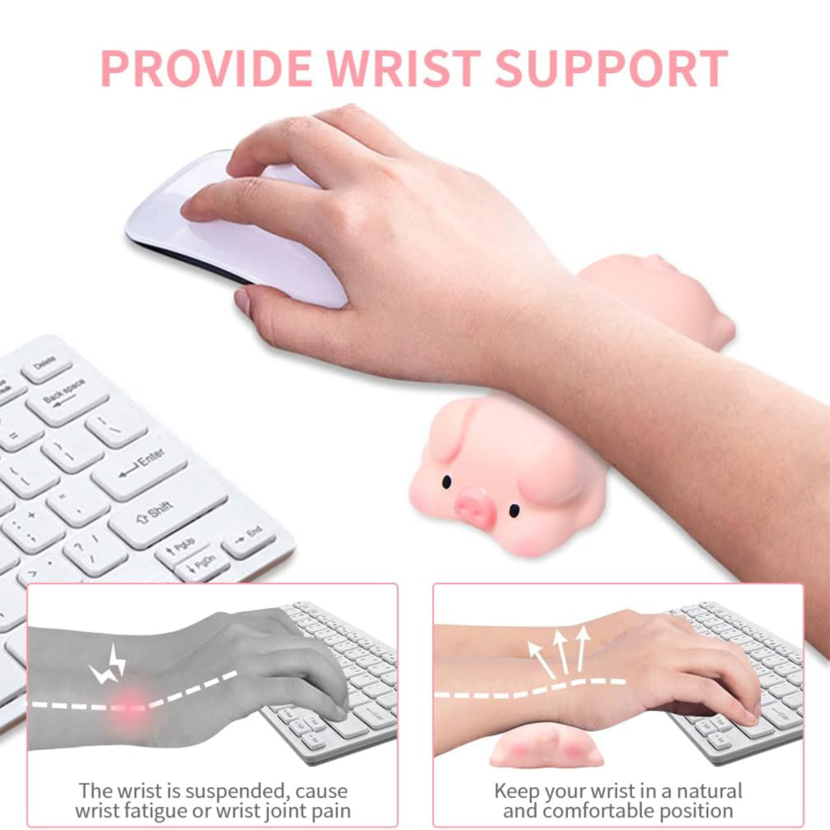 3 Pcs Mouse Wrist Rest Pads Memory Foam Cute Cat Pig Rabbit