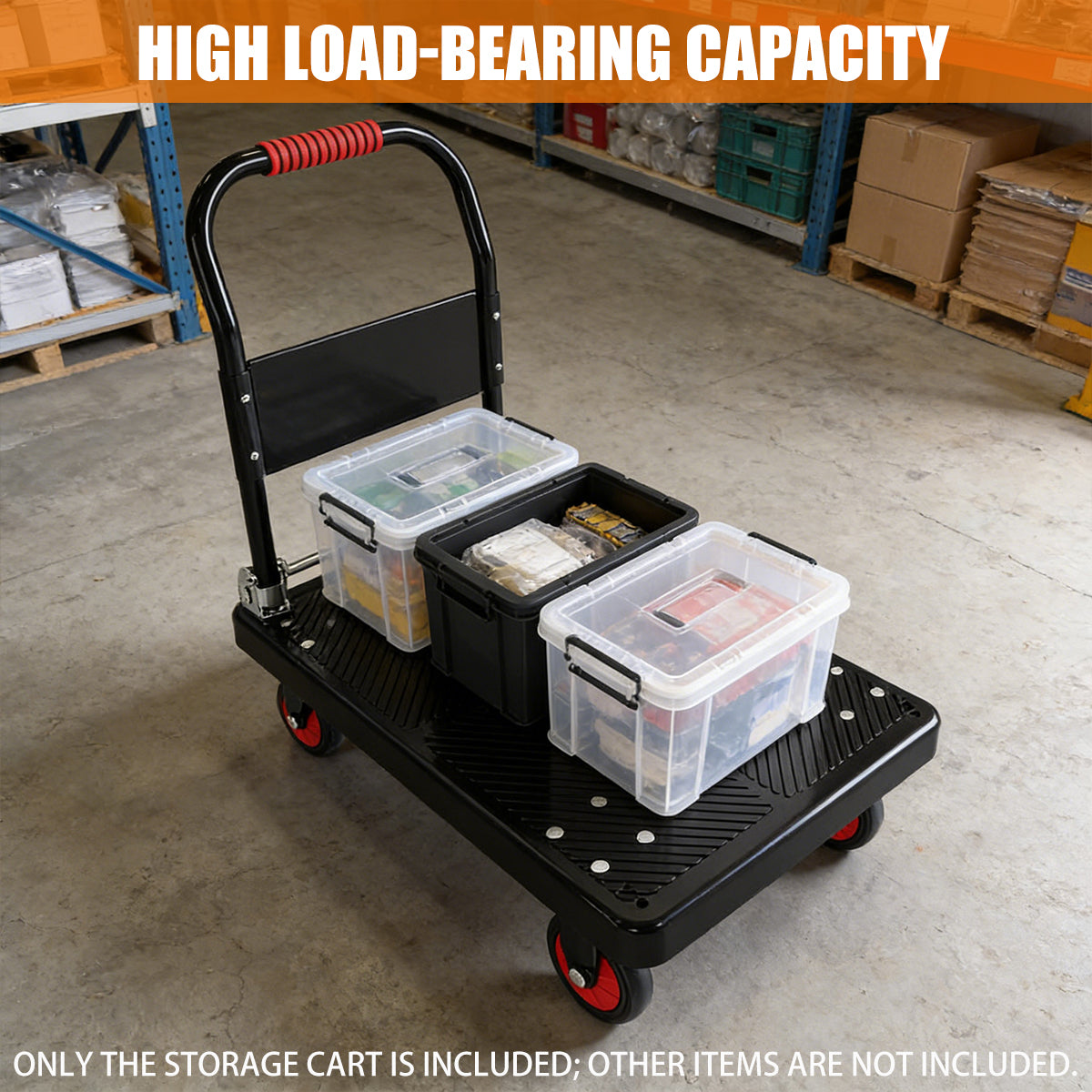 Folding Handle Flatbed Cart with 275kg Capacity