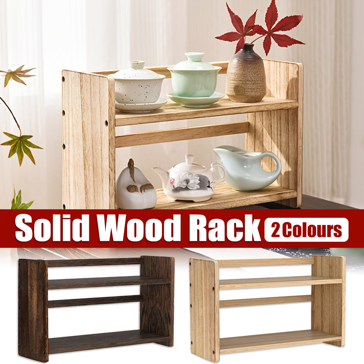Solid Wood Movable Book Stand Desk Shelf Storage Decor