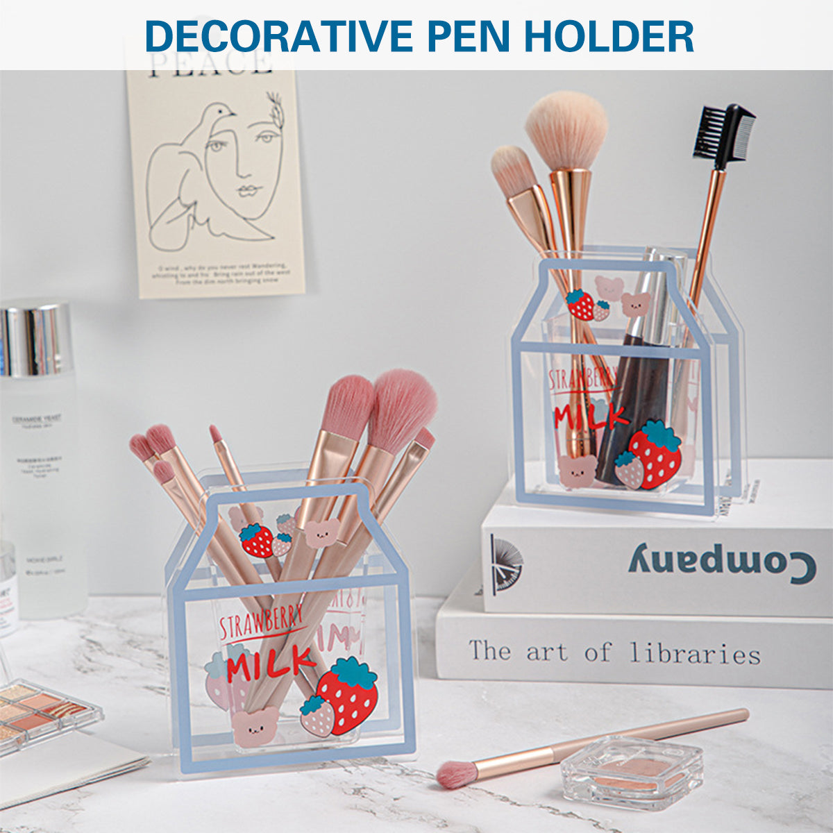 Acrylic Cartoon Pen Holder Cute Desk Organizer for Stationery