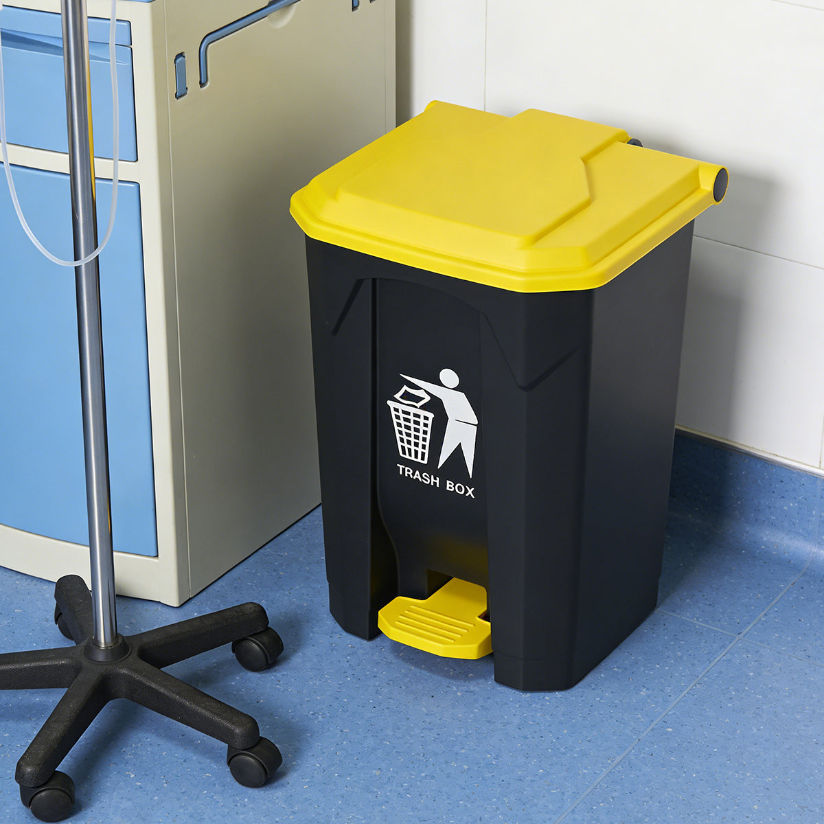 100L Pedal Trash Can with Lid and Elevated Base