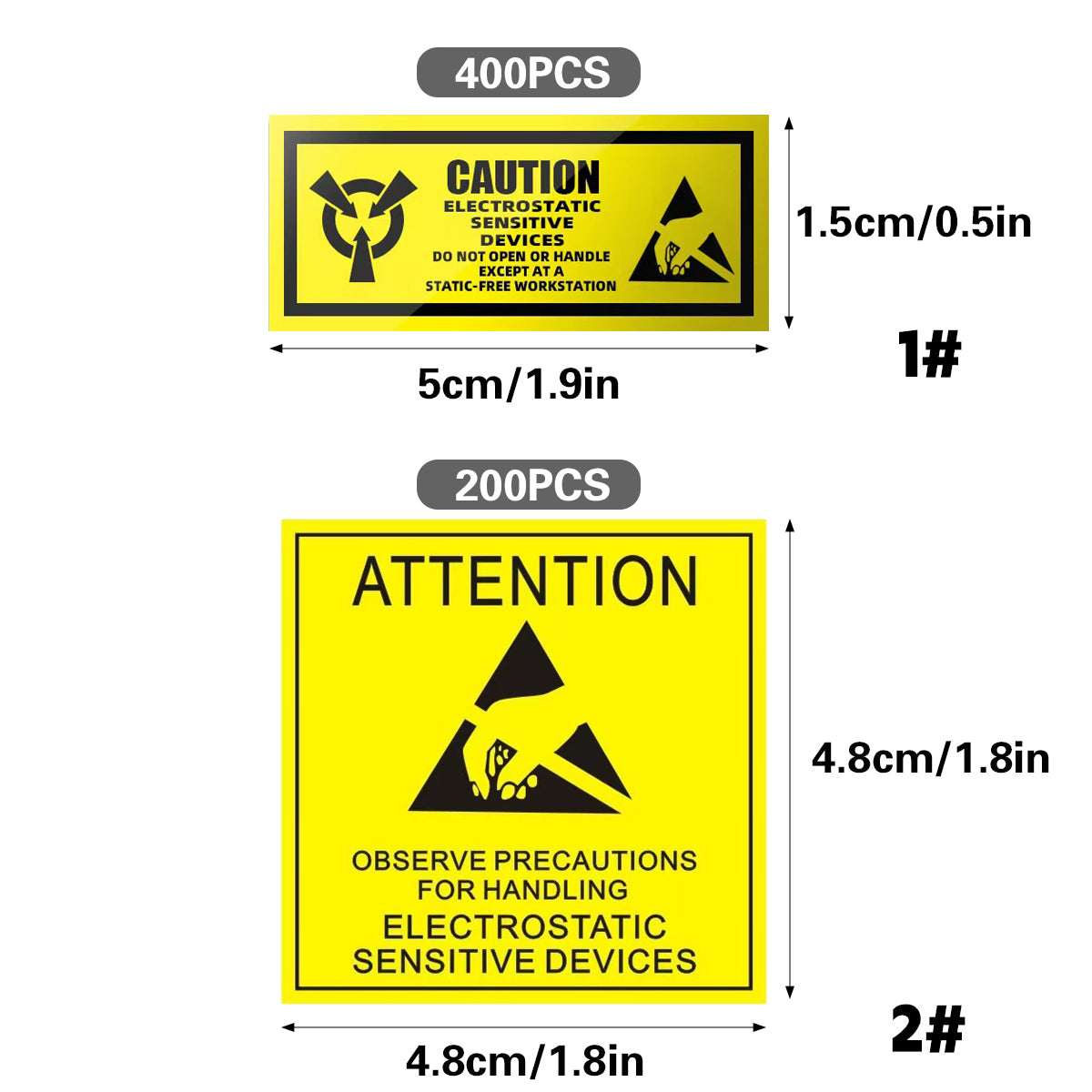 Anti-Static Warning Sticker Labels for Electronics