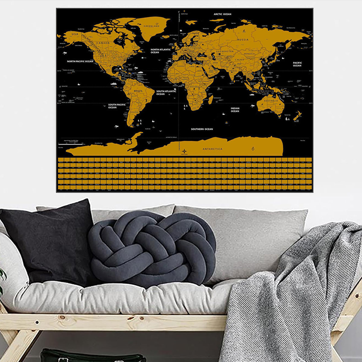 Deluxe Scratch Off World Map Interactive Travel Poster