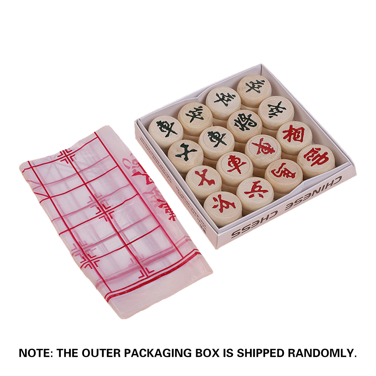 Birch Wood Chinese Chess Set with Board 32 Pieces