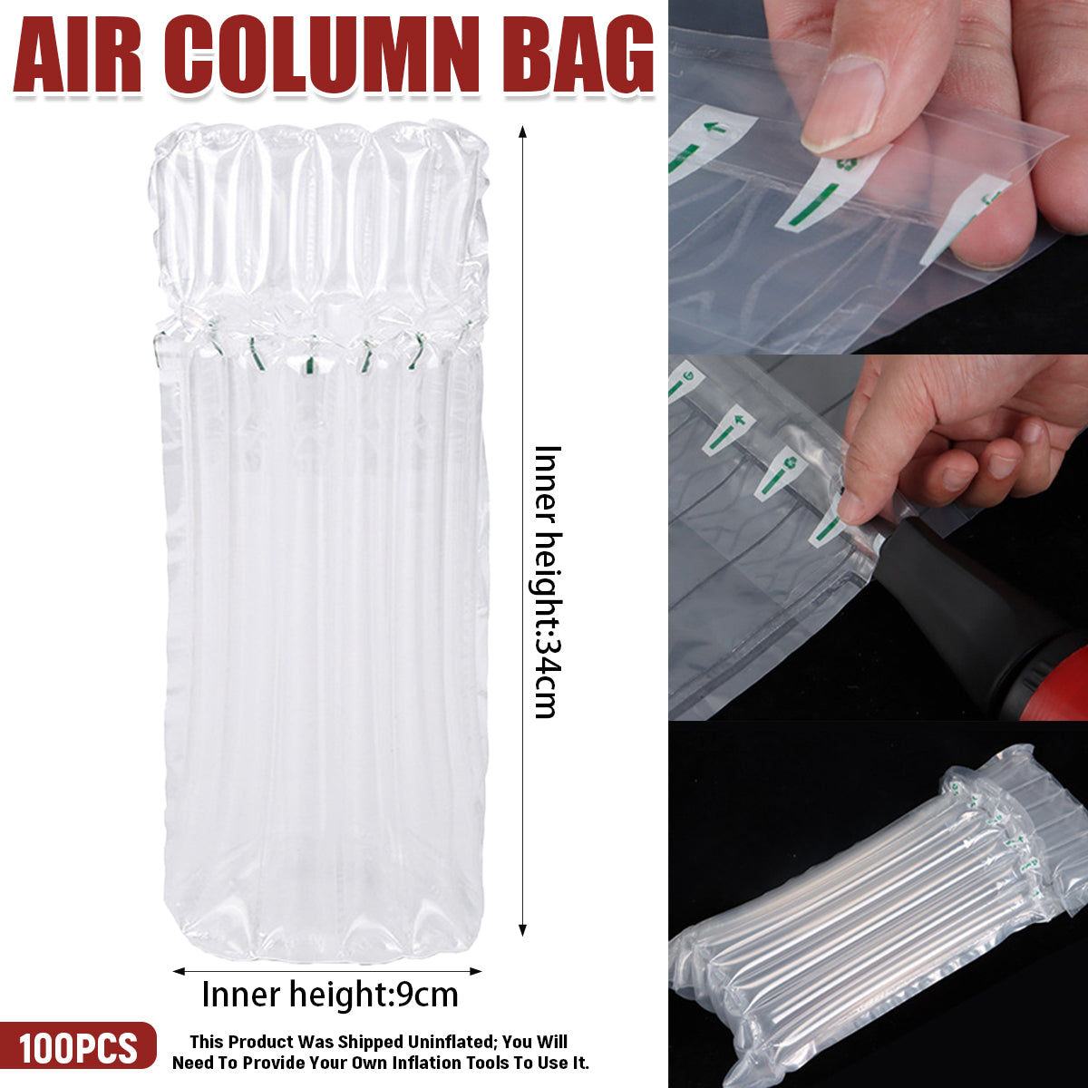 100pcs Air Column Bags for Shipping Void Fill