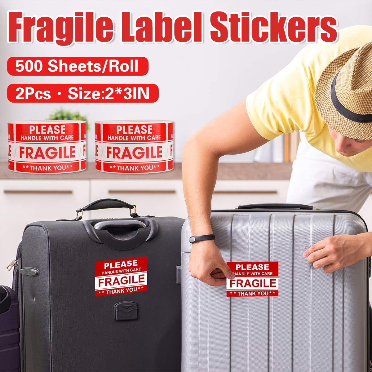 Fragile Sticker Labels 2 Rolls 1000pcs
