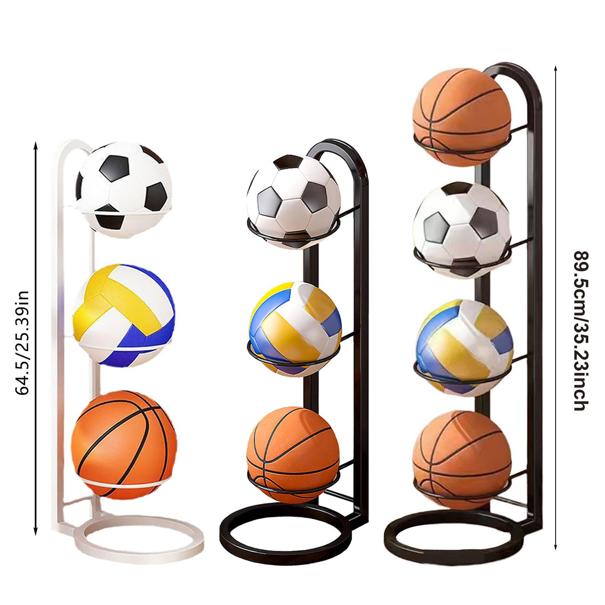 3-4 Tier Ball Storage Rack for Basketball Sports
