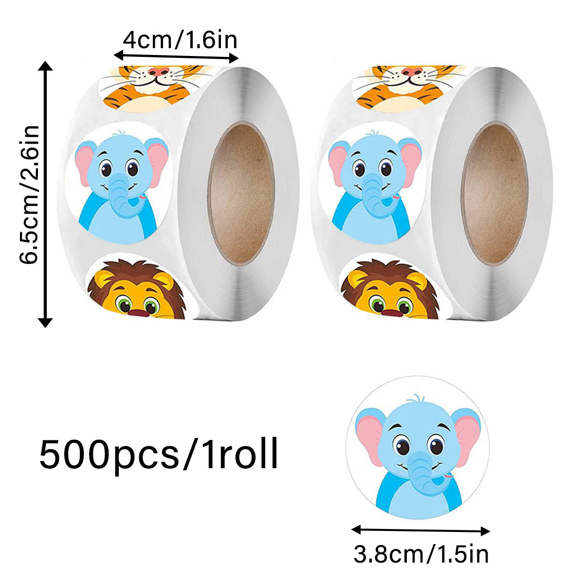 2 Rolls Animal Thank You Stickers Cartoon Kids Gift Labels