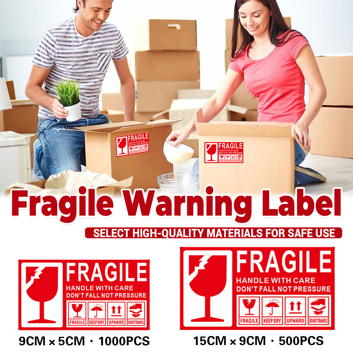 Fragile Warning Stickers Self Adhesive for Parcels