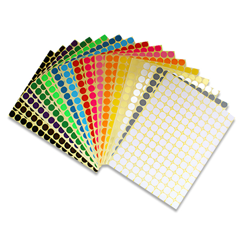 16 Sheets Round Dot Stickers Mixed Colours Self Adhesive