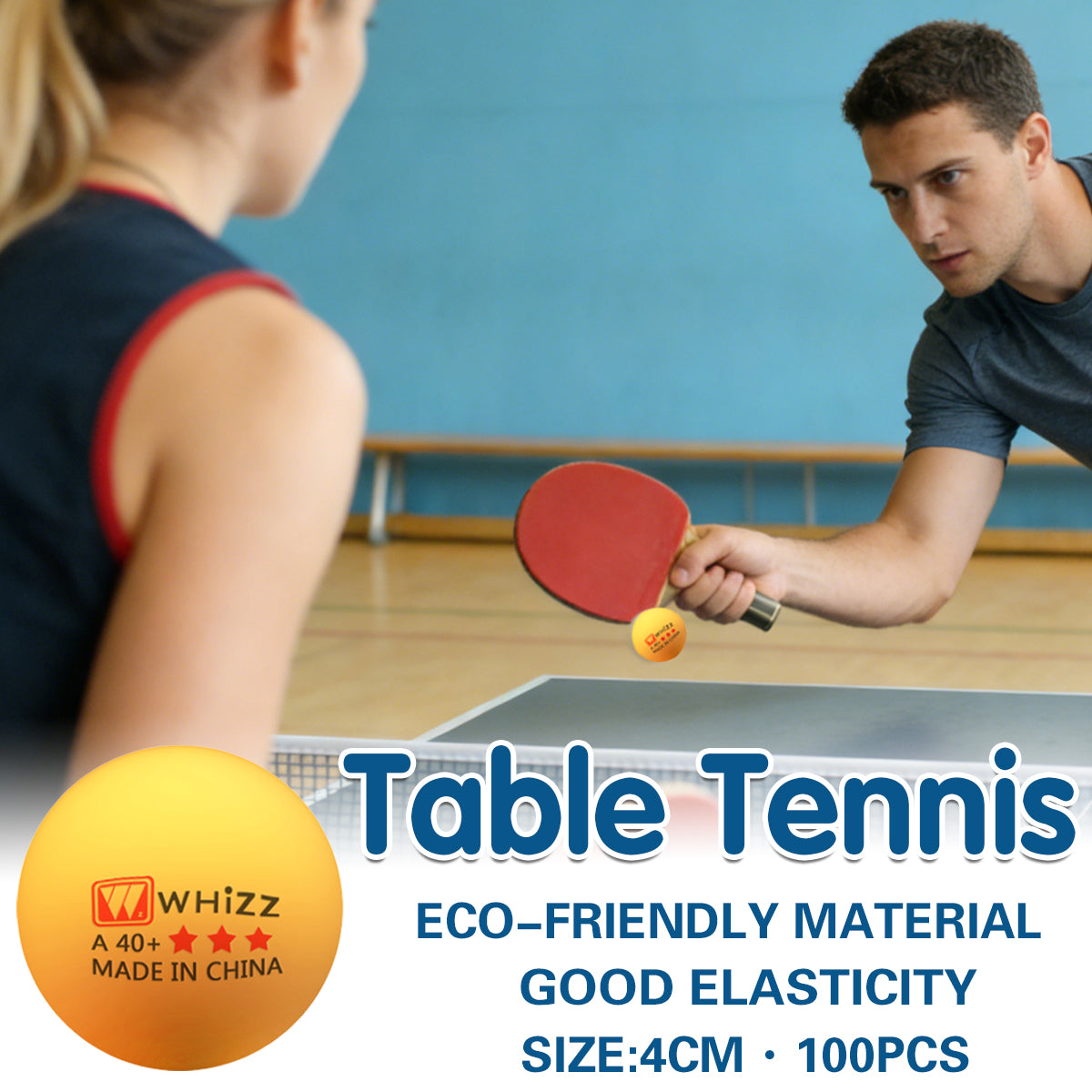100pcs 2-Star 40mm Seamless ABS Table Tennis