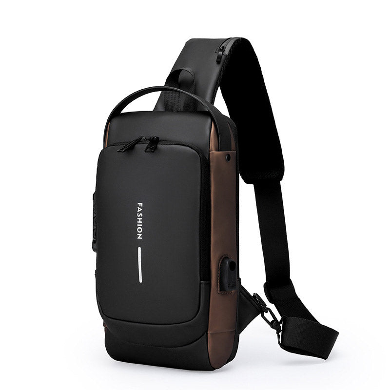 Password Lock Crossbody Sling Bag USB Waterproof
