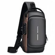 Password Lock Crossbody Sling Bag USB Waterproof